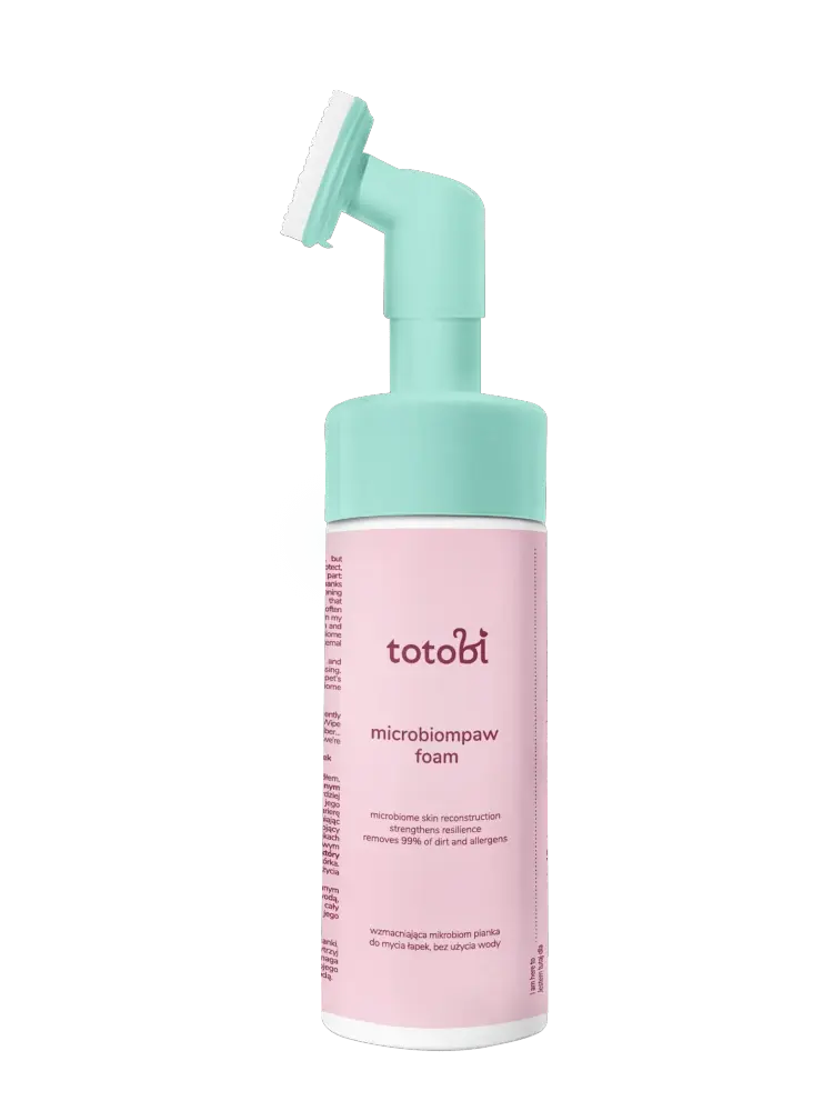 Totobi Microbiompaw Foam - wzmacniająca mikrobiom pianka do mycia łapek, bez użycia wody z silikonową szczoteczką dla psa i kota, 200 ml Totobi