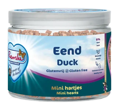Renske zdrowe przysmaki Mini serduszka z kaczki 100g