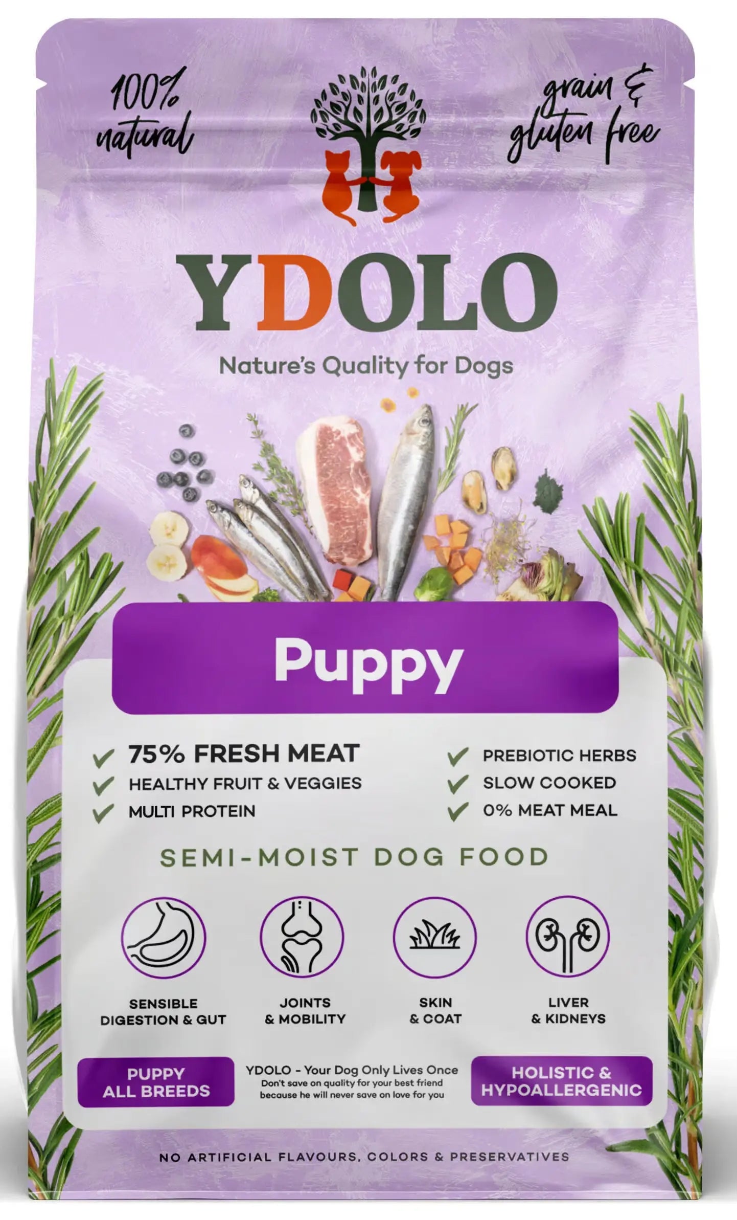 YDOLO Puppy - wieprzowina Iberico i ryby - karma półwilgotna dla szczeniąt (2,5kg)