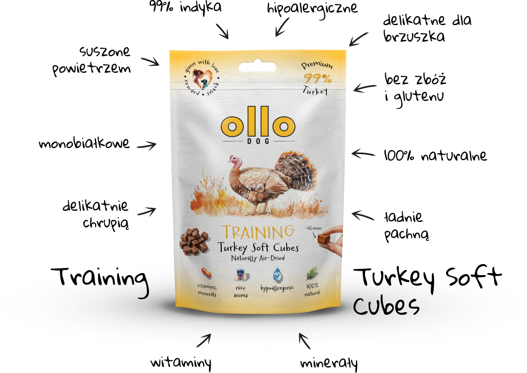 Ollo Air-Dried Training Turkey Soft Cubes