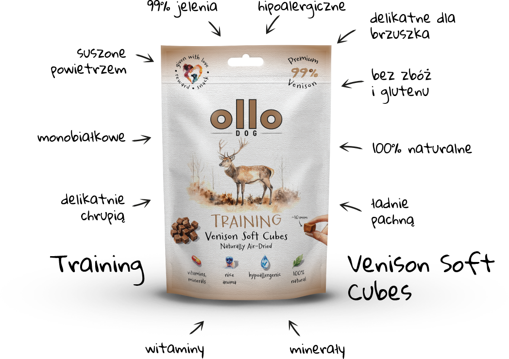 Ollo Air-Dried Training Venison Cubes