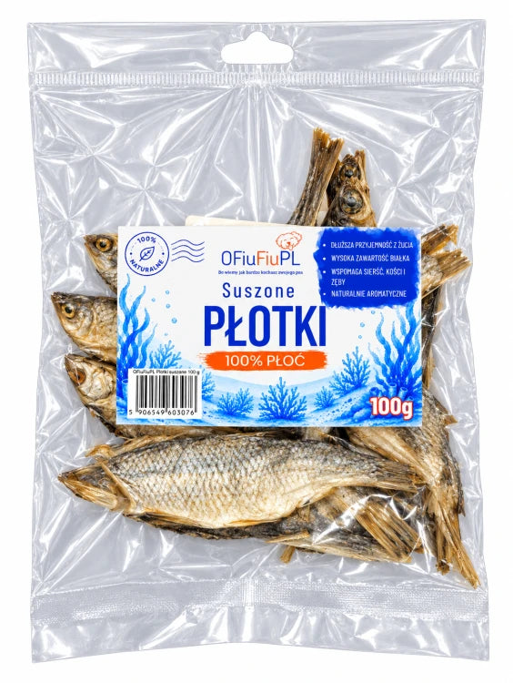 Suszone PŁOTKI dla psa naturalny rybny przysmak 100 g
