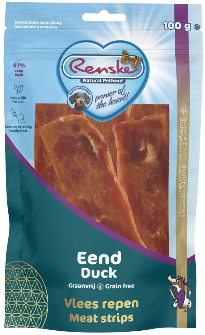 Renske healthy meat strips Duck - suszone płaty mięsa kaczki (100g) Renske