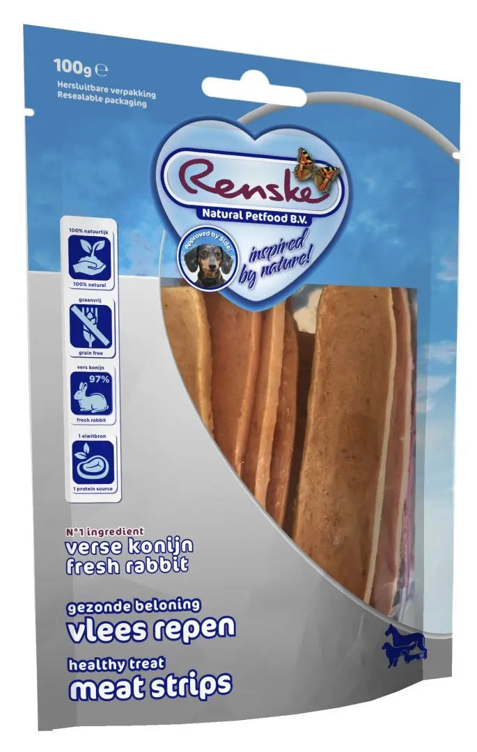 Renske healthy meat strips Rabbit - suszone płaty mięsa królika (100g) Renske