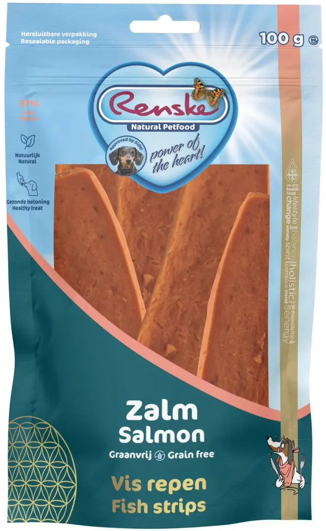 Renske healthy meat strips Salmon - suszone płaty mięsa łososia (100g) Renske