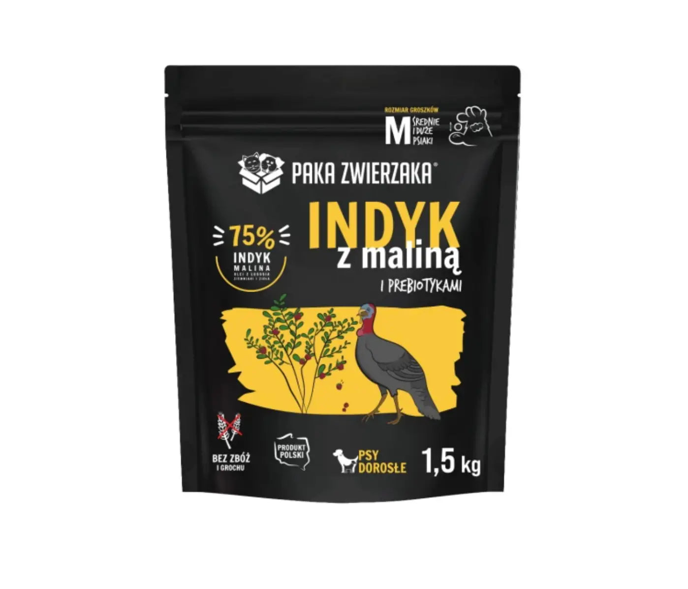 Karma sucha Indyk z maliną i probiotykami "S" 1,5kg Paka Zwierzaka