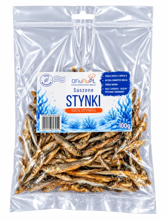 Suszone STYNKI dla psa naturalny rybny przysmak 100g
