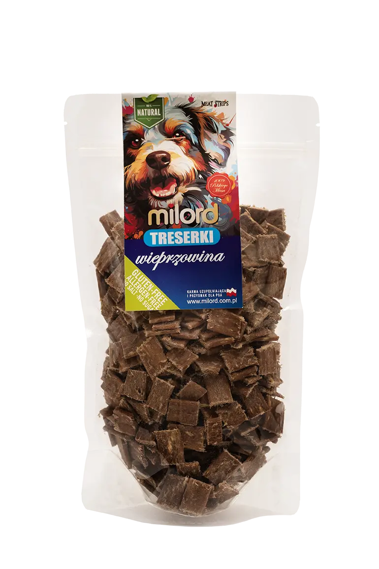 Treserki z wieprzowiny - suszony przysmak dla psa 70g Milord