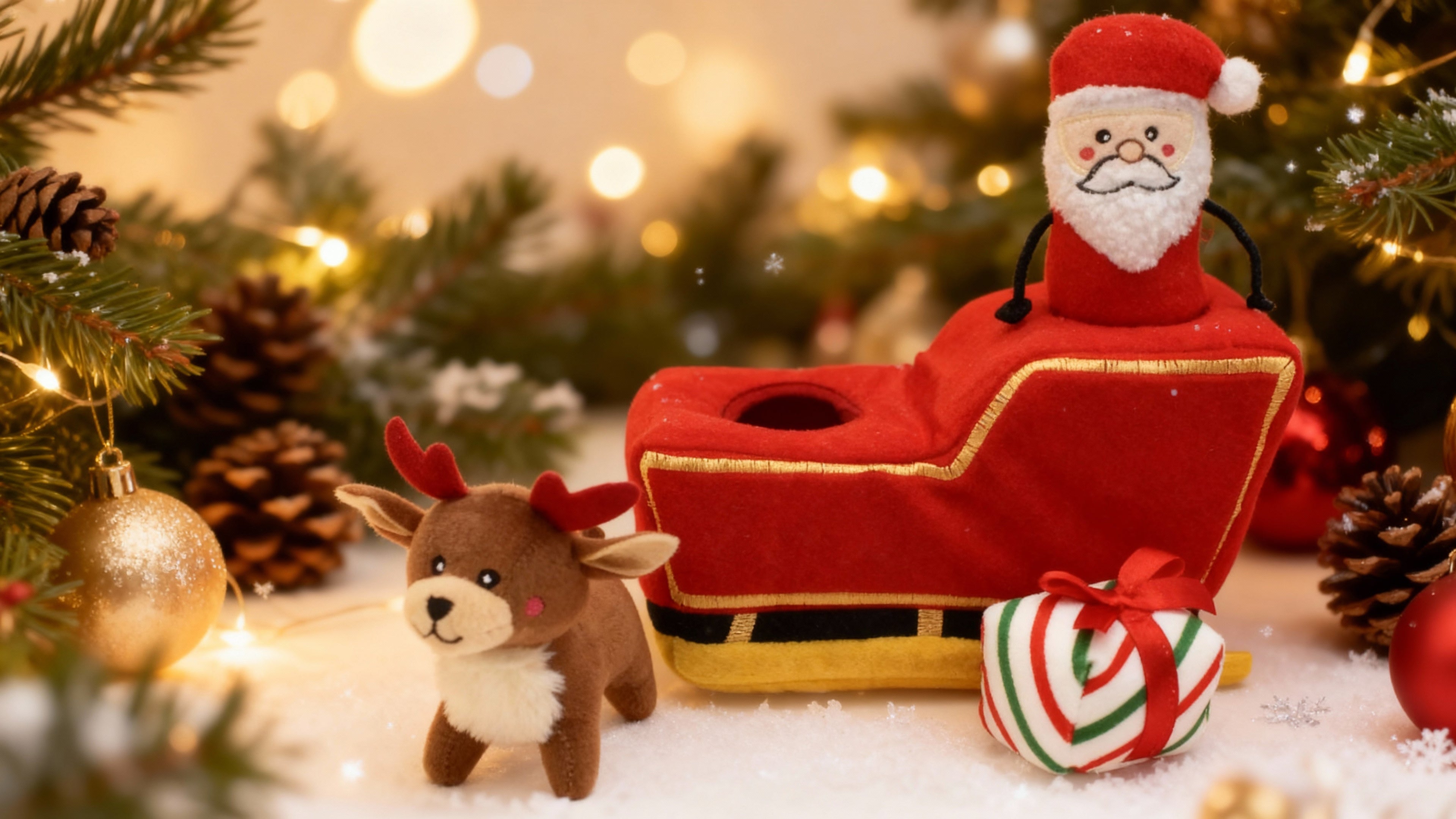 ZippyPaws pluszowa norka Sanie Św. Mikołaja ZippyPaws