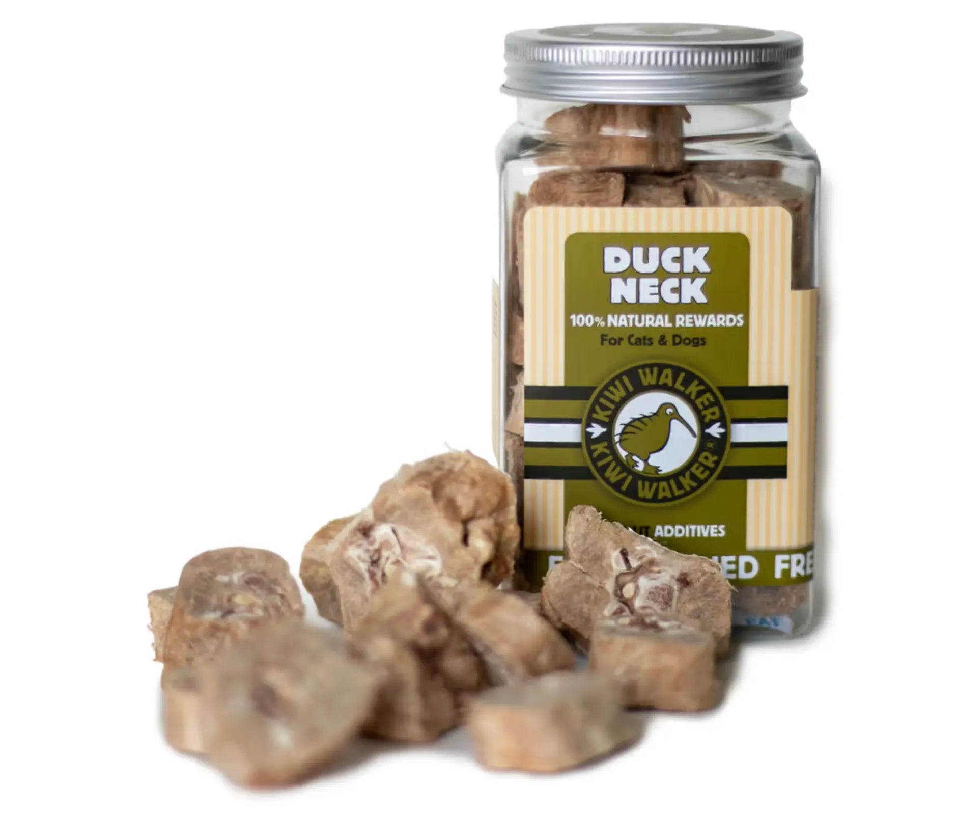 Kiwi Walker Snacks Duck Neck 70g - 100% kacze szyje, liofilizowane, naturalne przysmaki dla psa i kota Kiwi Walker
