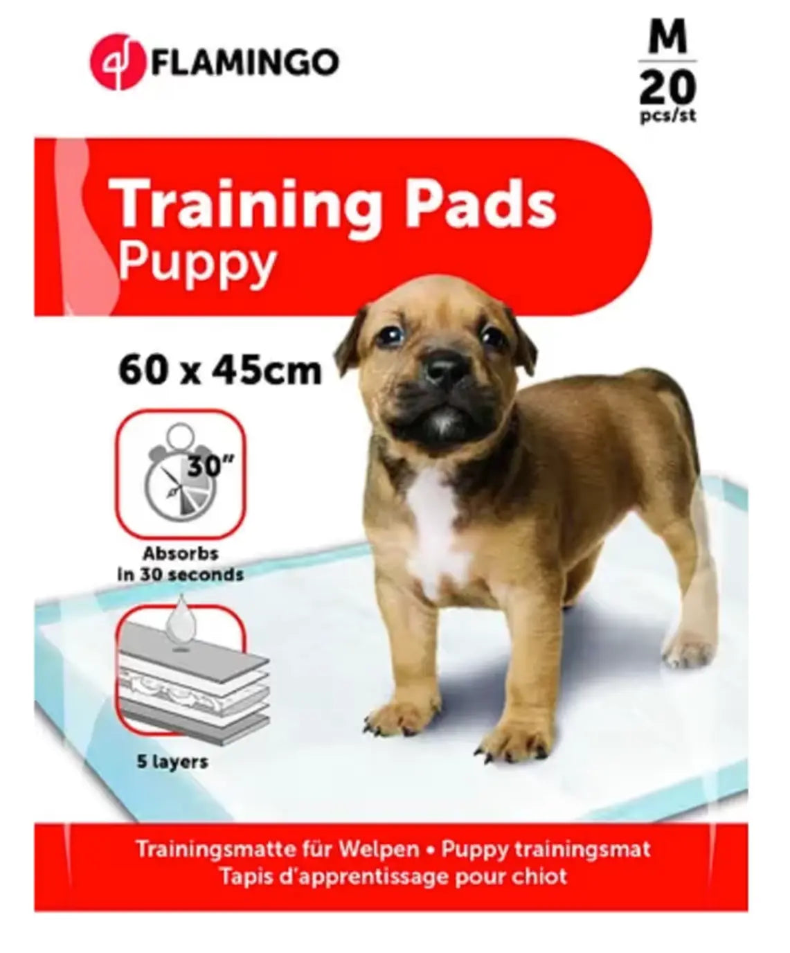 Flamingo Training Pads M (60x45cm) - podkłady dla psa do nauki czystości, 5-warstwowe - 20szt.