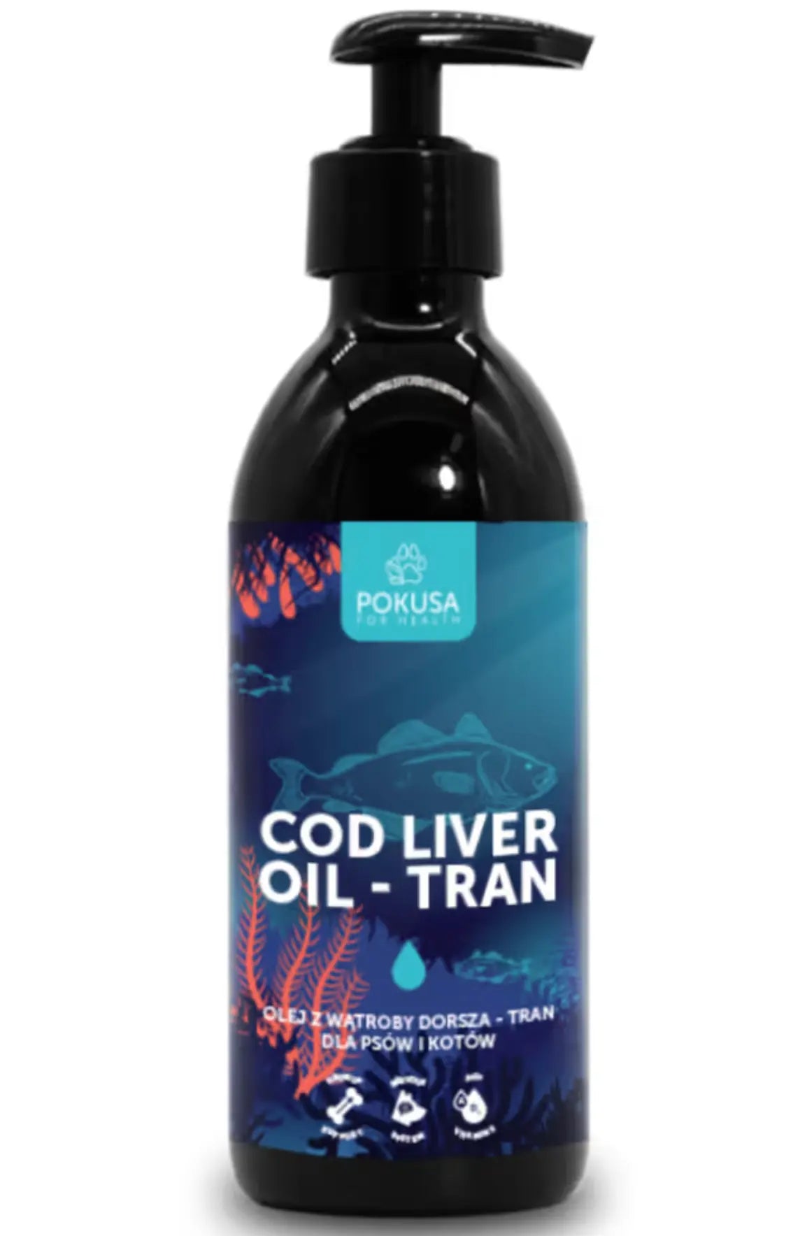 Pokusa Cod Liver Oil - tran dla psa i kota, olej z wątroby dorsza 100ml