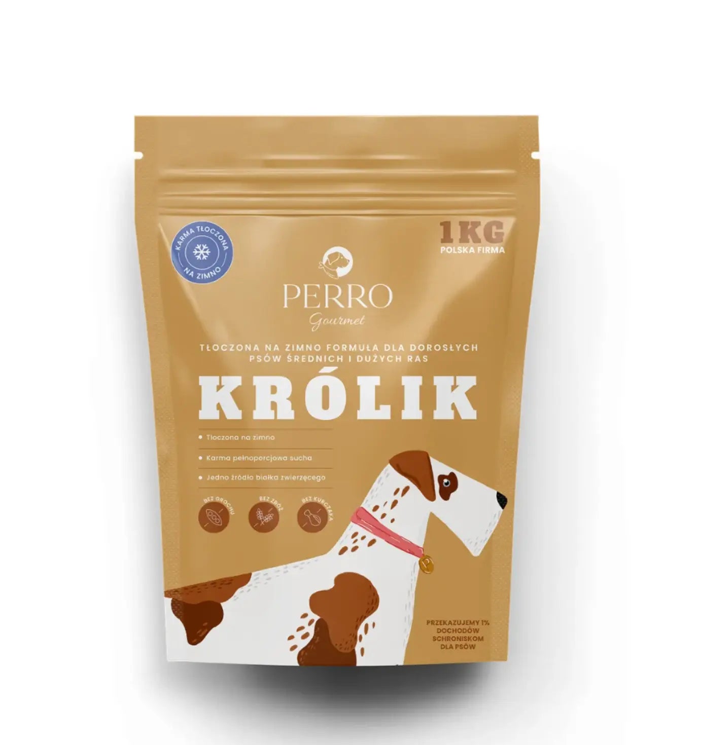 Karma tłoczona na zimno PERRO Gourmet Królik – formuła dla psów dorosłych średnich i dużych ras 1kg