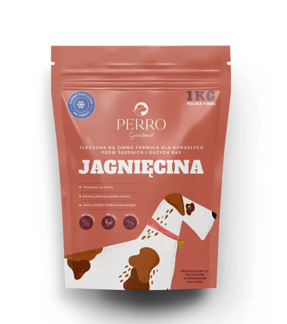 Karma tłoczona na zimno PERRO Gourmet Jagnięcina – formuła dla psów dorosłych średnich i dużych ras 1kg