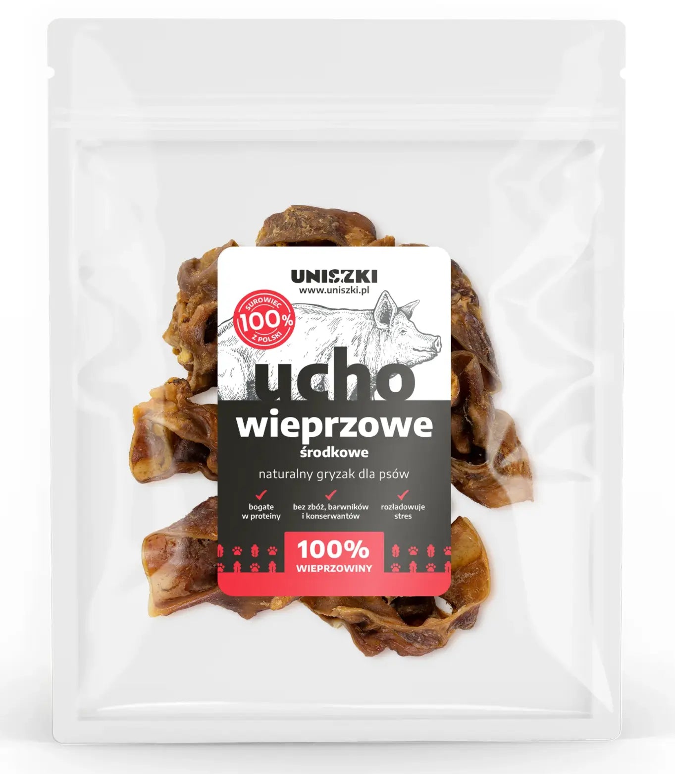 Przysmak dla psa ucho wieprzowe środkowe UNISZKI 200 g