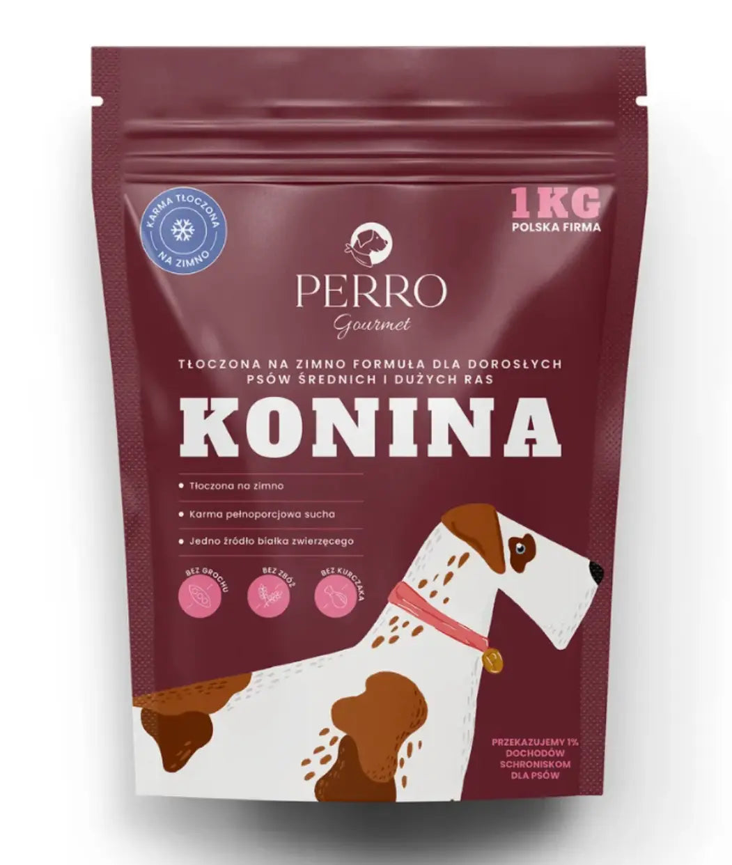 Karma tłoczona na zimno PERRO Gourmet Konina – formuła dla psów dorosłych średnich i dużych ras 1kg