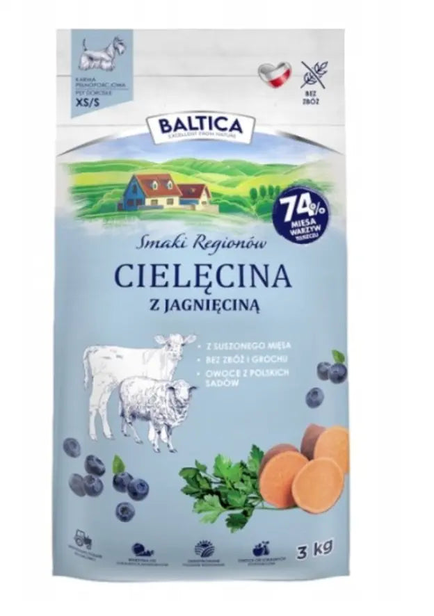 BALTICA sucha karma dla psa Cielęcina z jagnięciną XS/S 3kG