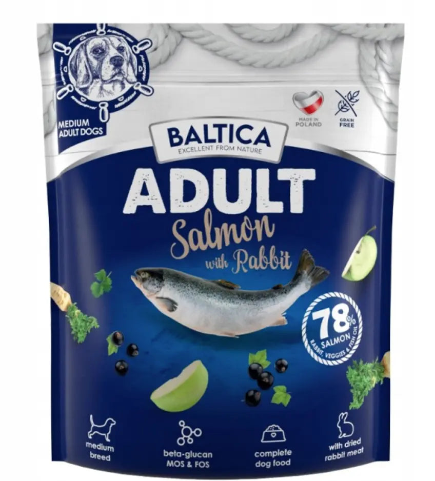BALTICA Excellent ADULT Karma dla Psa Hipoalergiczna ŁOSOŚ KRÓLIK M 1kg