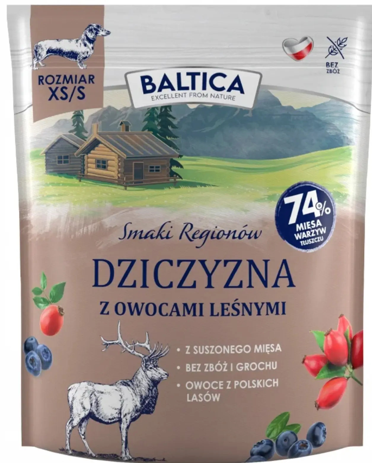 BALTICA SMAKI REGIONÓW ADULT DZICZYZNA Z OWOCAMI LEŚNYMI MAŁE RASY XS/S 1kg
