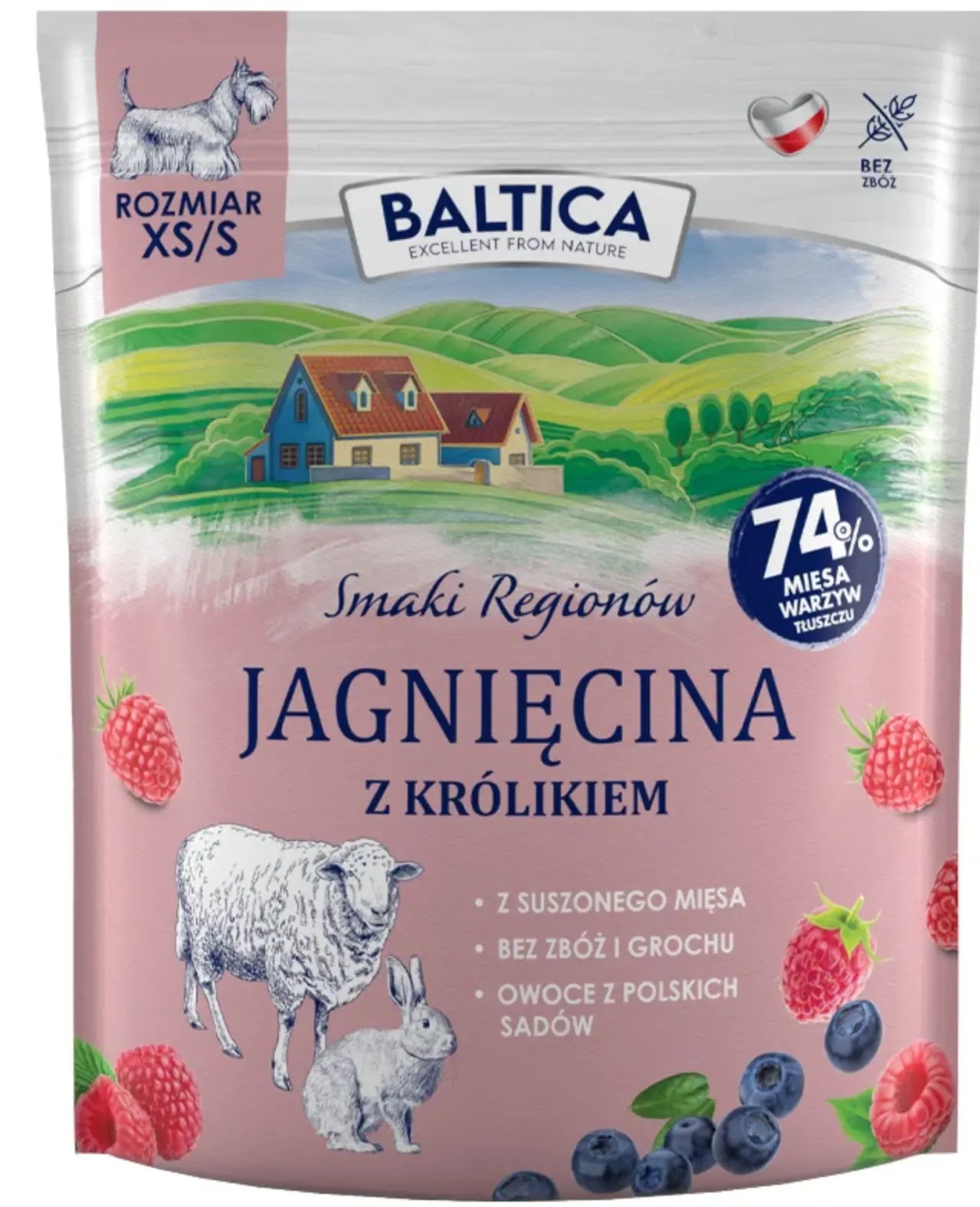 BALTICA SMAKI REGIONÓW ADULT JAGNIĘCINA Z KRÓLIKIEM MAŁE RASY XS/S 1kg