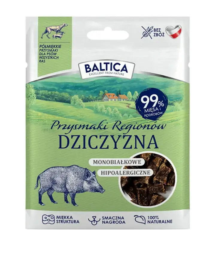 BALTICA Półmiękkie przysmaki dla psów z dziczyzny, 80g