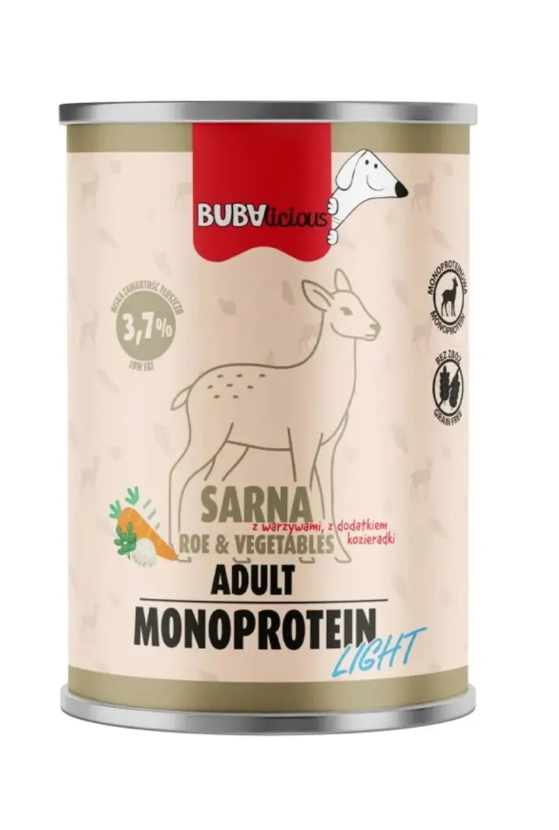 BUBAlicious LIGHT mono karma dla psa 400g SARNA