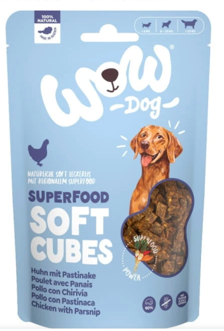 WOW Superfood Soft Cubes Huhn - kurczak z pasternakiem miękkie przysmaki dla psa (150g)