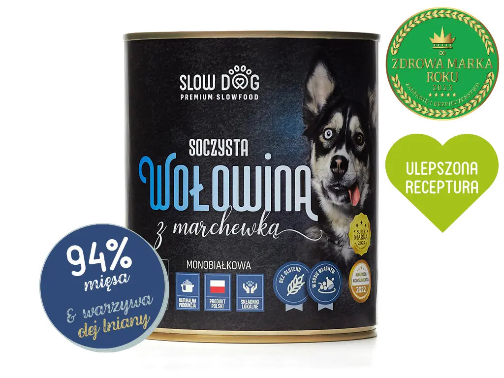 SLOW DOG Soczysta wołowina z marchewką 850g SLOW DOG