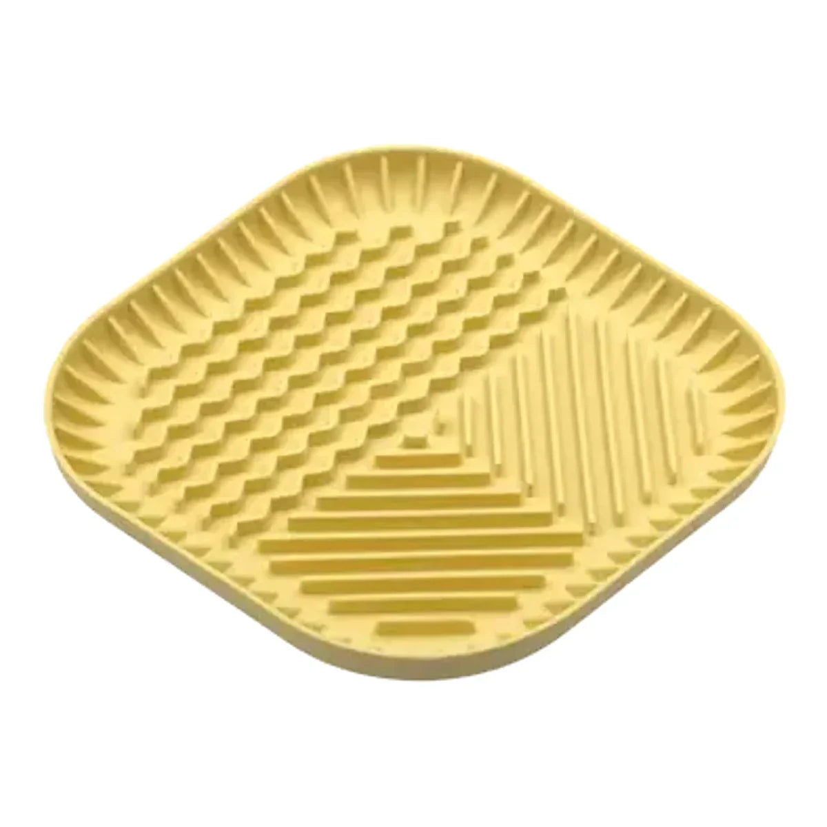Antypoślizgowa mata i miska do karmienia dla psa 2w1 - Fiboowl M żolta – packshot produktu na białym tle