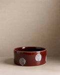 Pop Dots Stoneware Pet Bowl 14cm Burgundy
