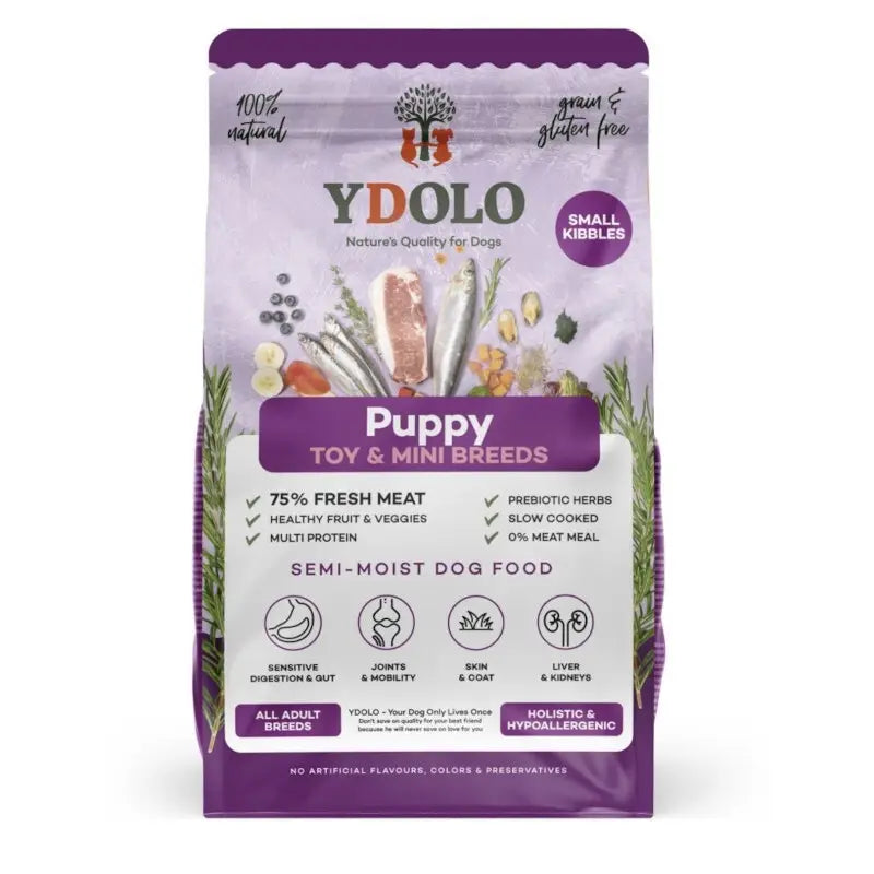 YDOLO MINI PUPPY WIEPRZOWINA IBERICO I RYBY - Półwilgotna karma dla szczeniąt małych ras 700g