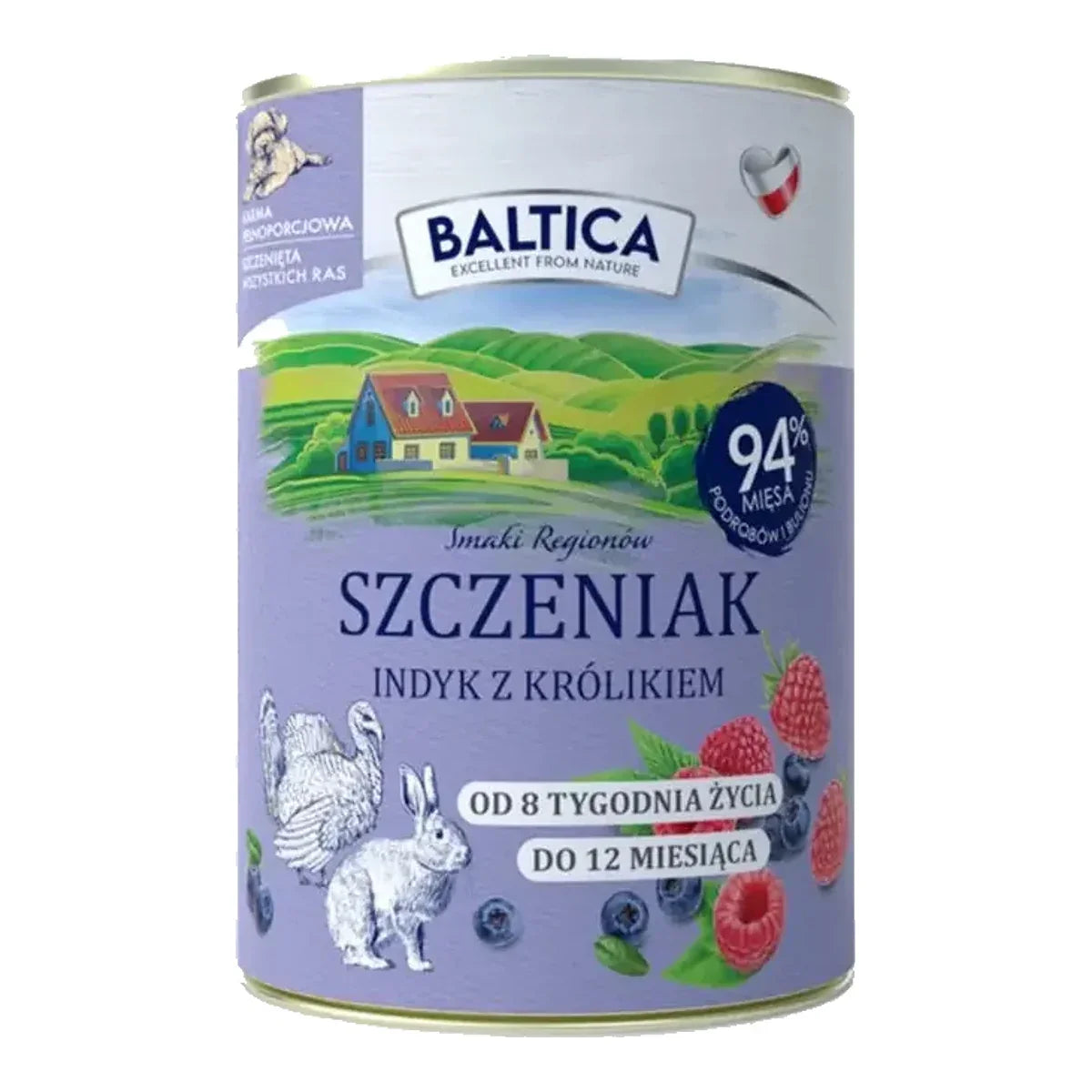 Baltica Indyk z królikiem 400g - mokra karma dla szczeniąt – packshot produktu na białym tle