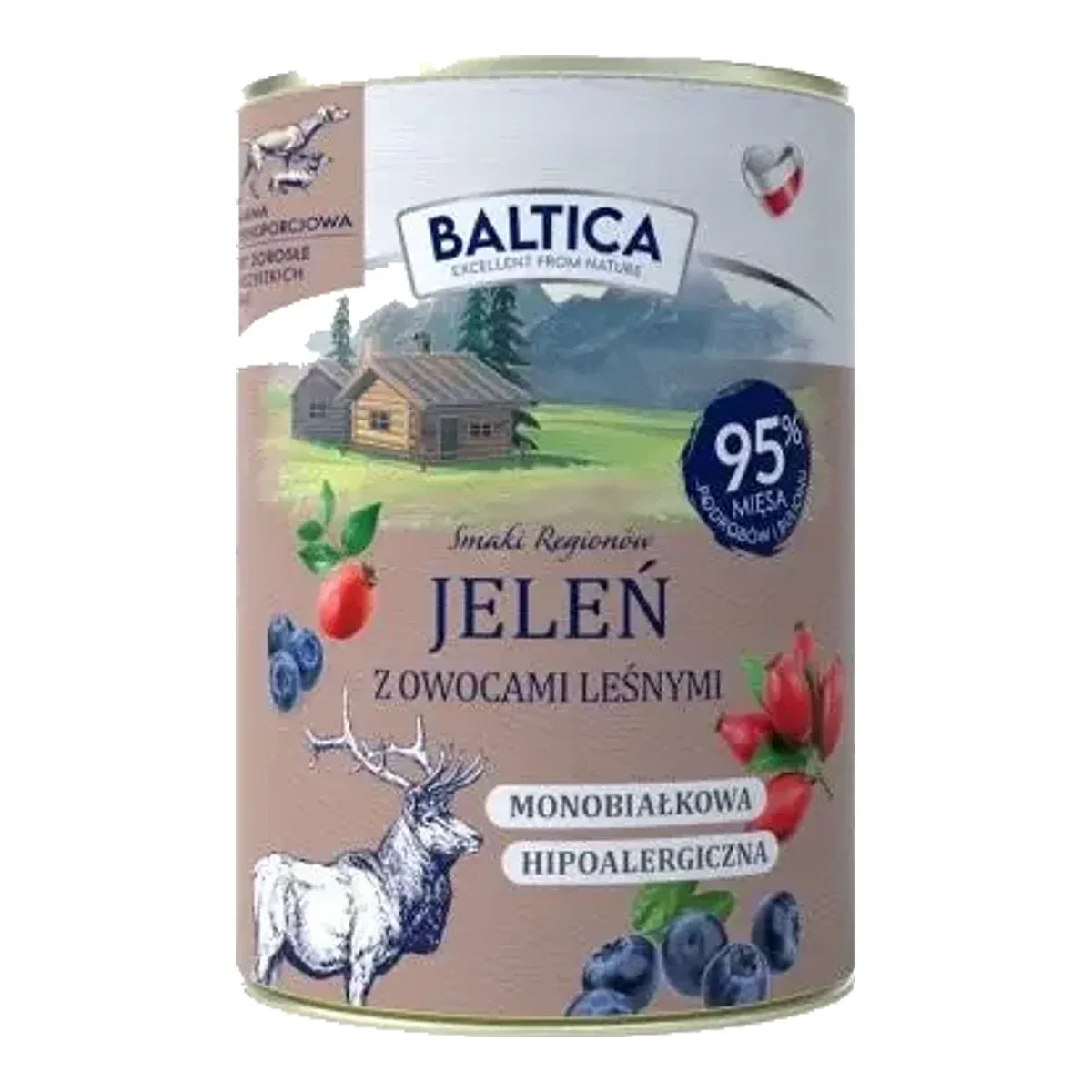 Baltica – Jeleń z owocami leśnymi 400g – packshot produktu na białym tle