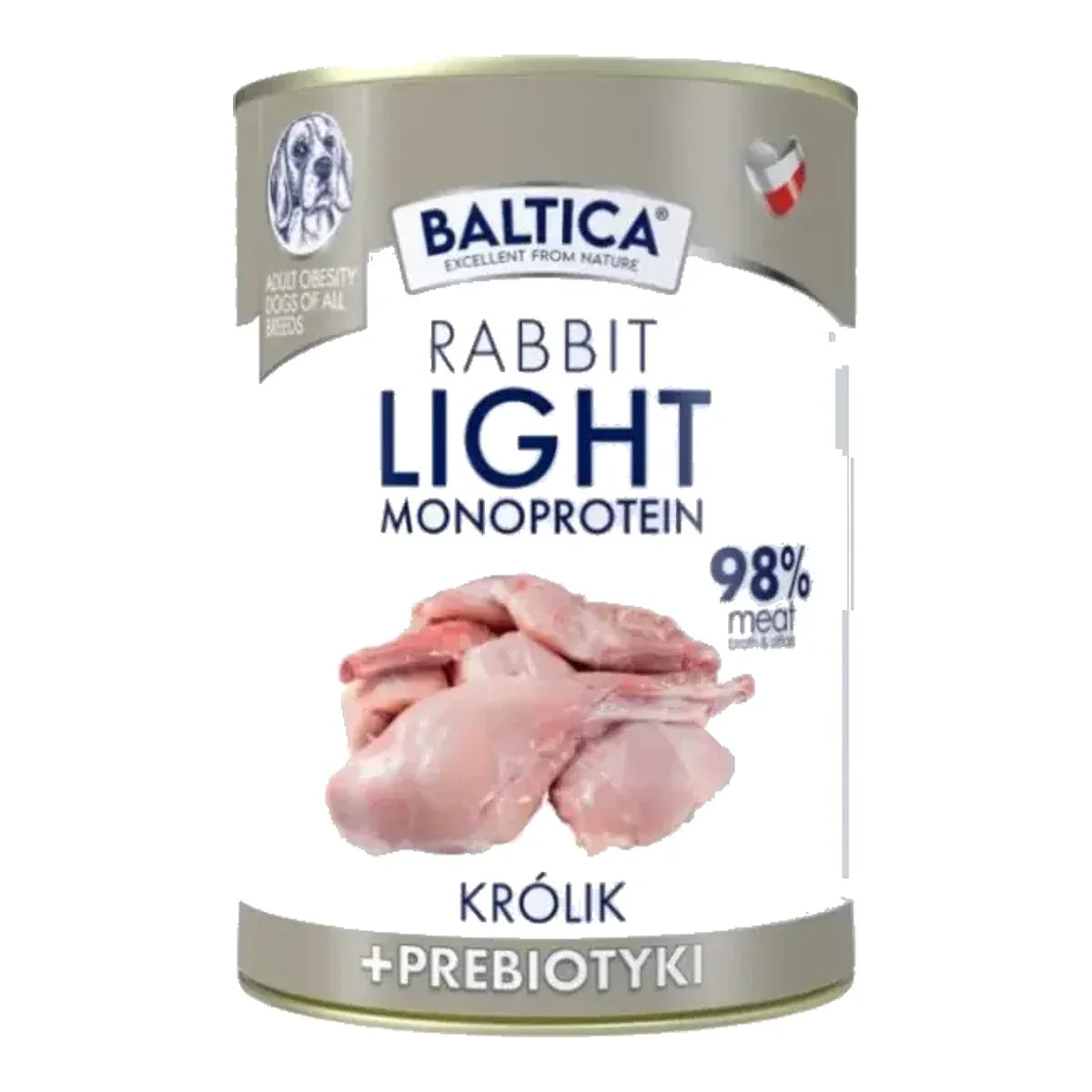 BALTICA Nutraceutic Mono Light Królik z prebiotykami - mokra karma dla psa - 400g – packshot produktu na białym tle