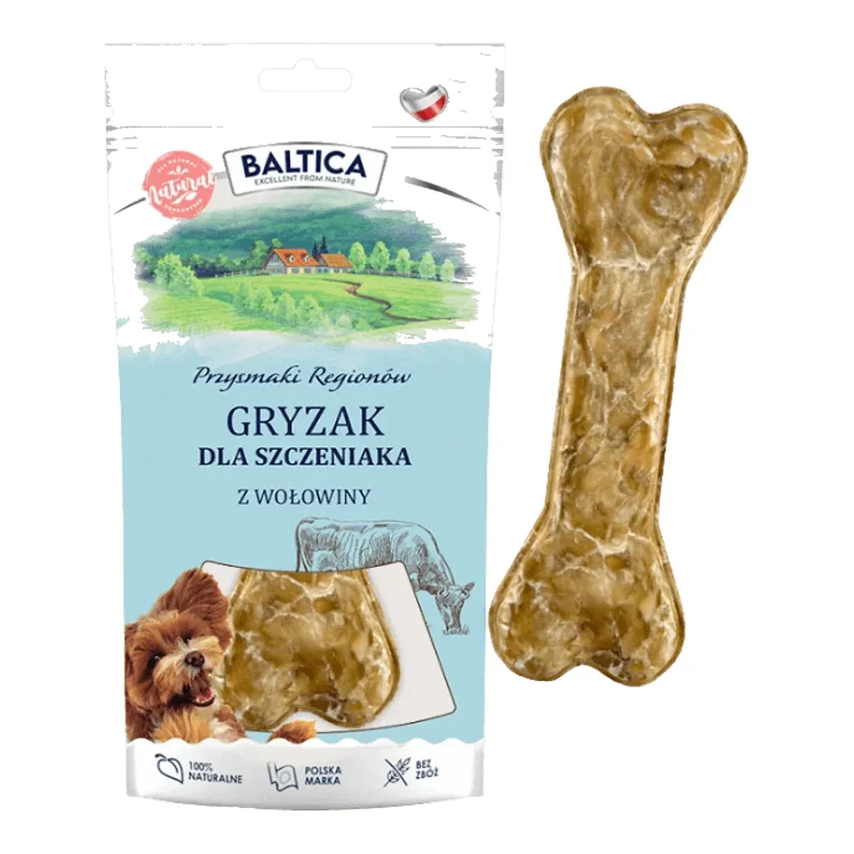 BALTICA PRZYSMAKI REGIONÓW GRYZAK DLA SZCZENIAKA Z WOŁOWINY 1szt. – packshot produktu na białym tle