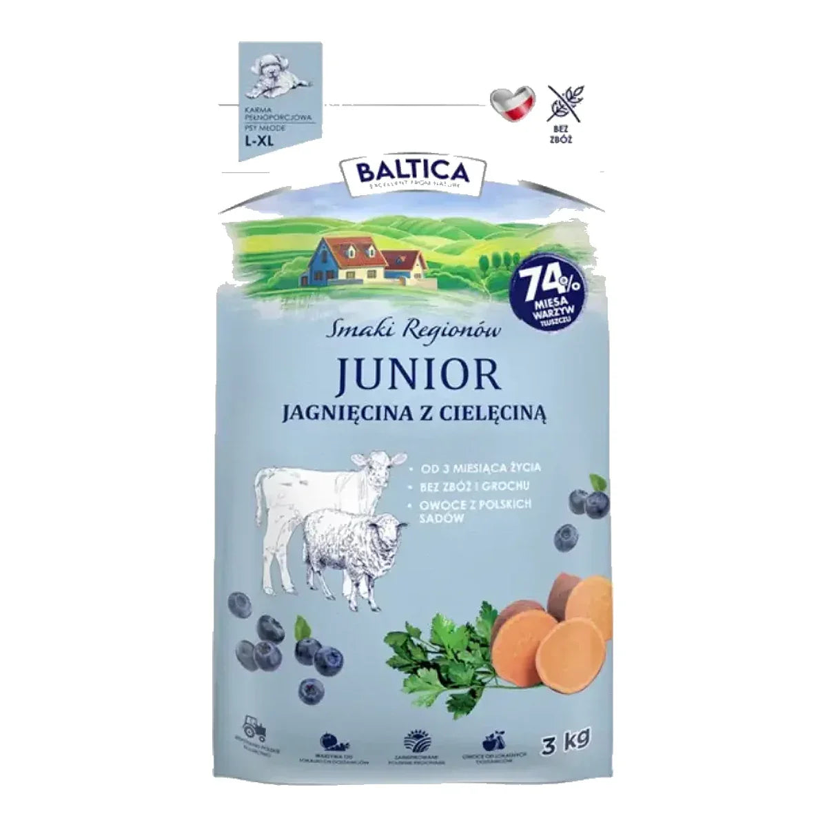 BALTICA Smaki Regionów Junior Jagnięcina z cielęciną – packshot produktu na białym tle