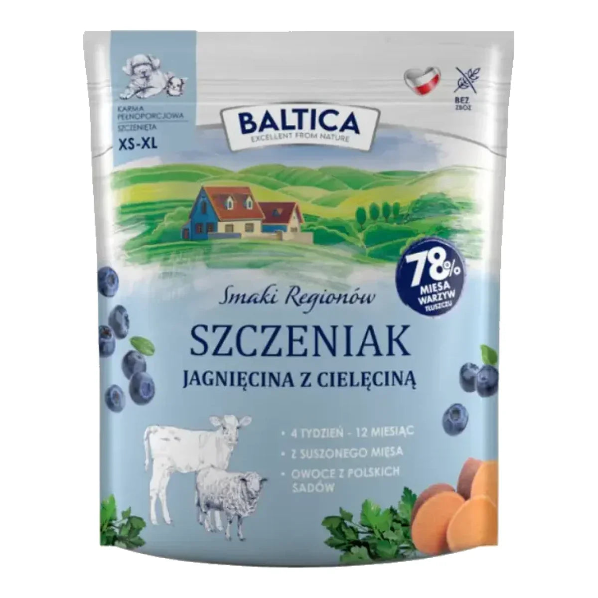 BALTICA Smaki regionów Małe rasy Cielęcina z jagnięciną - sucha karma dla psa - 1kg – packshot produktu na białym tle