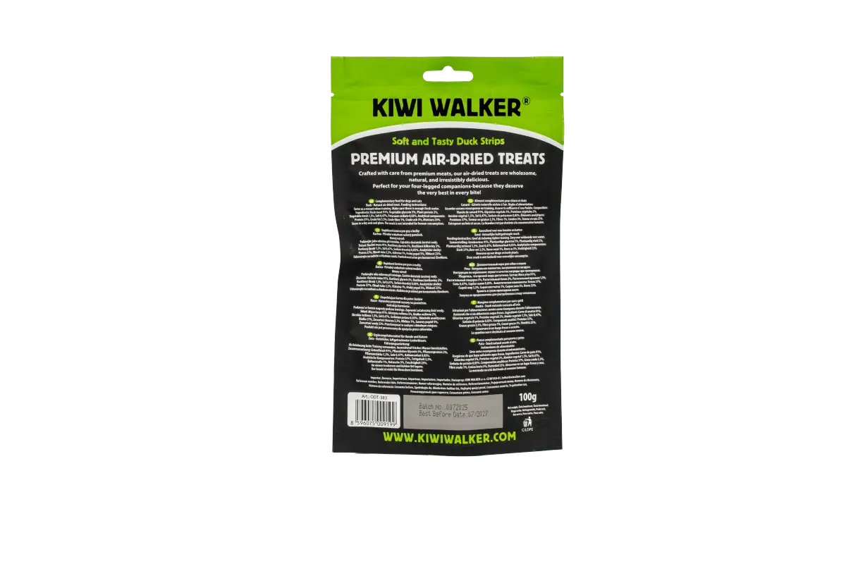 Kiwi Walker KACZKA MIĘKKIE PASKI Soft Przysmaki suszone powietrzem dla psa i kota 100g