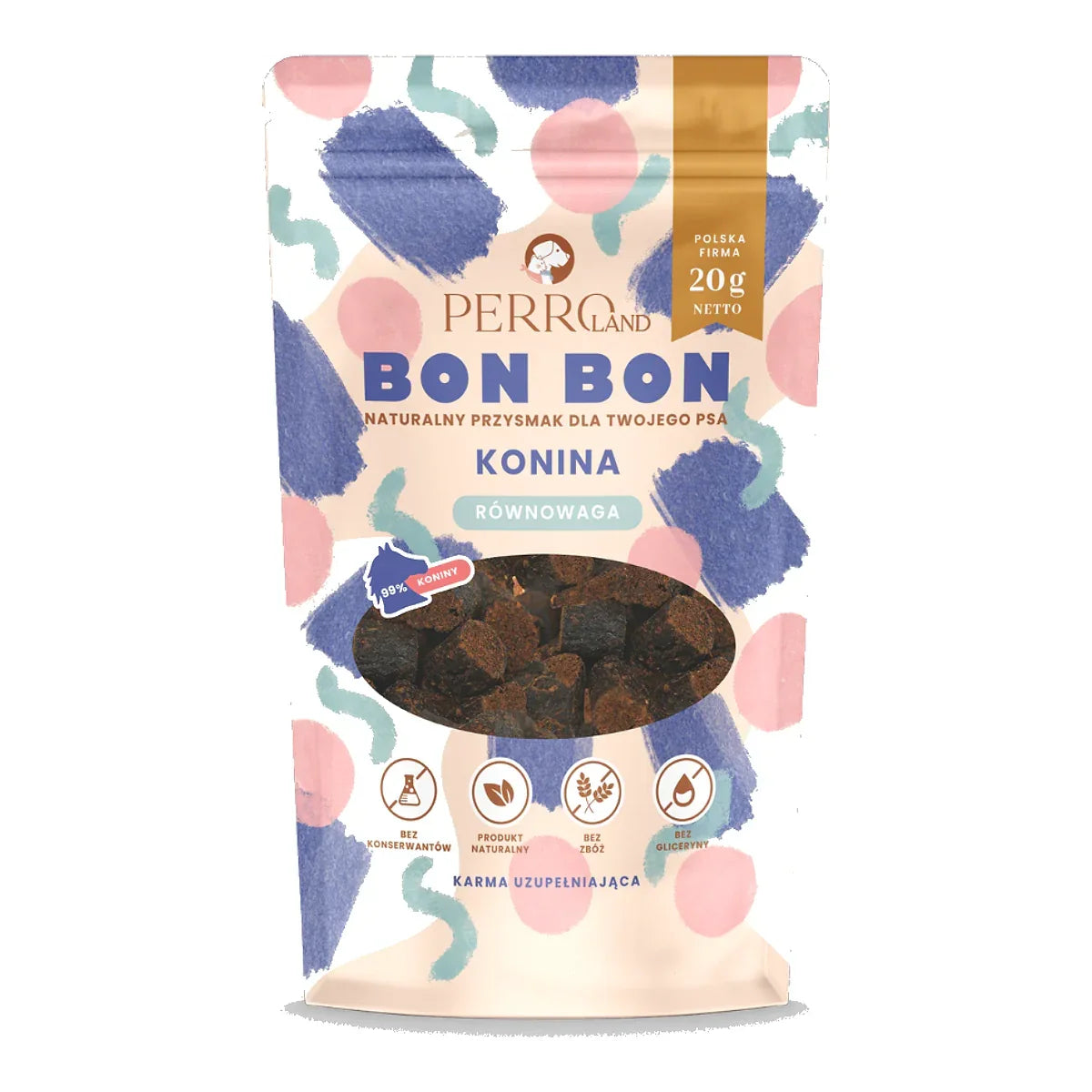 BON BON Konina – Równowaga Przysmaki z dodatkiem funkcyjnym 80g – packshot produktu na białym tle
