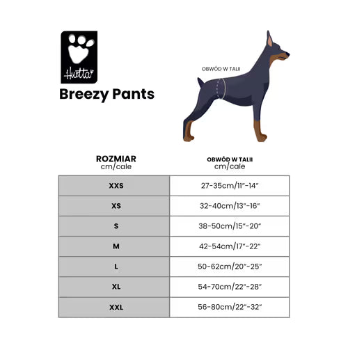 Hurtta Breezy Pants Black - majtki na cieczkę, z regulacją obwodu S