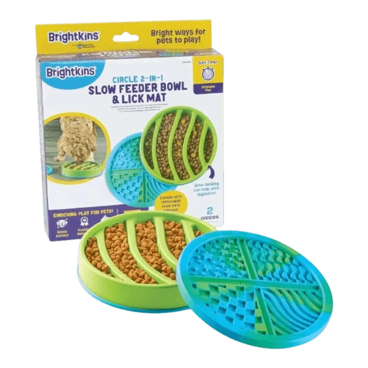 Brightkins – CIRCLE 2-in-1 SLOW FEEDER BOWL & LICK MAT – Miska spowalniająca – packshot produktu na białym tle
