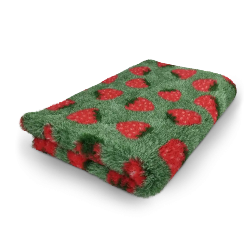 BUBA Legowisko antypoślizgowe DRY BED 28mm zielony w truskawki 75x50cm