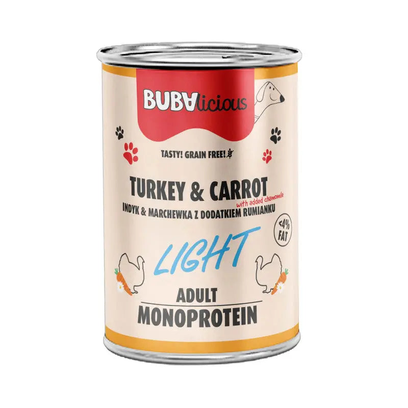 Karma mokra BUBAlicious LIGHT mono karma dla psa 400g INDYK BUBA