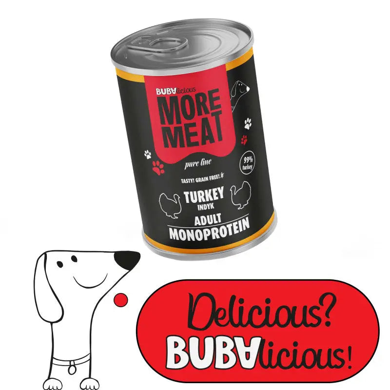 Karma mokra BUBAlicious More Meat mono karma dla psa Pure Line 400g INDYK BUBA