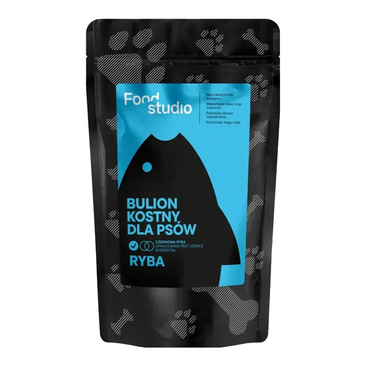BULION KOSTNY DLA PSÓW PSA RYBA FOOD STUDIO CHEFS 230ml – packshot produktu na białym tle