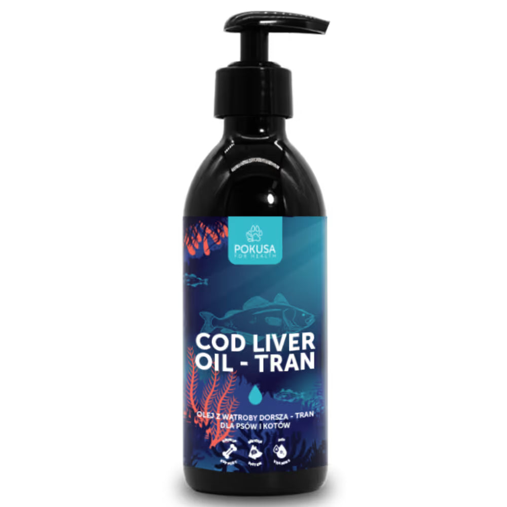 Pokusa Cod Liver Oil - tran dla psa i kota, olej z wątroby dorsza - 250ml Pokusa For Health