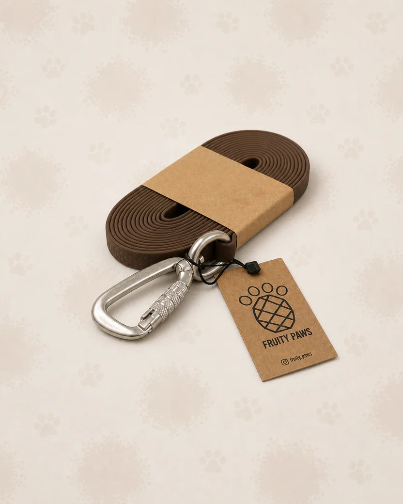 Linka treningowa dla psa | 13mm | 10m CHESTNUT HEXA/ KARABIŃCZYK ALUMINIOWY Z BLOKADĄ (srebrny)