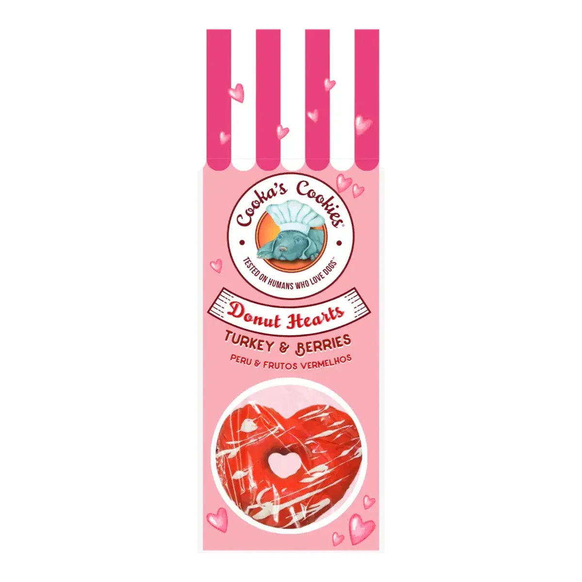 Cooka's Cookies LOVE DONUTS Turkey & Berries Przysmaki dla psa z indyka i owoców leśnych 70g – packshot produktu na białym tle