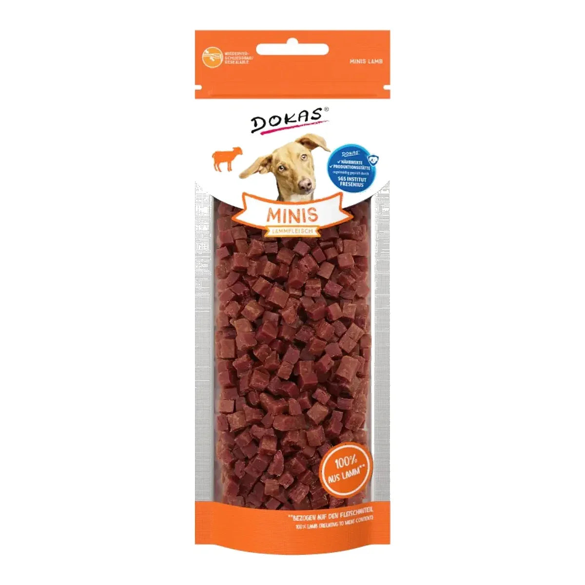 DOKAS Minis 70g jagnięcina – packshot produktu na białym tle