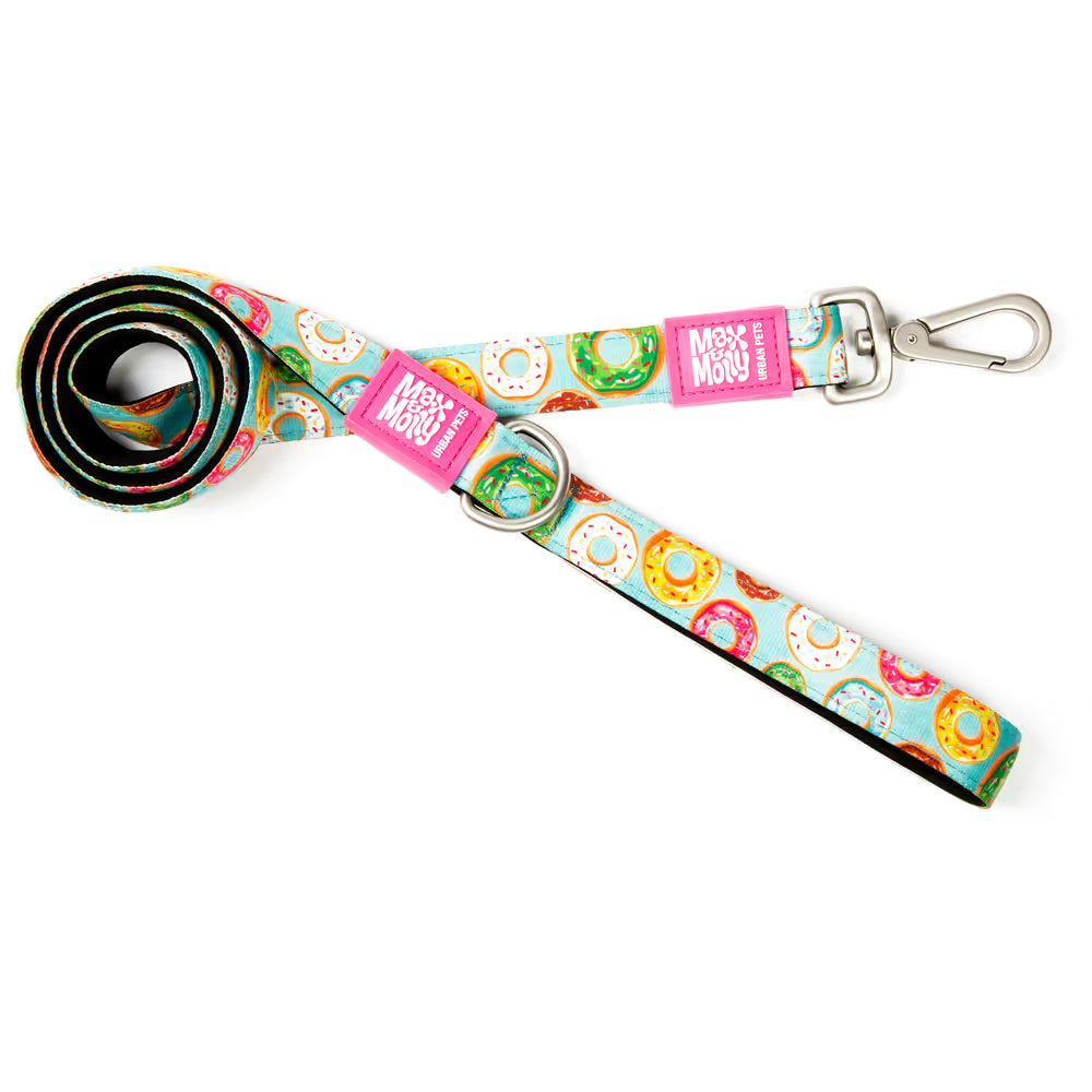 Max&Molly Short Leash Donuts - kolorowa smycz miejska dla psa, wzór w donaty, 120cm - M Max&Molly
